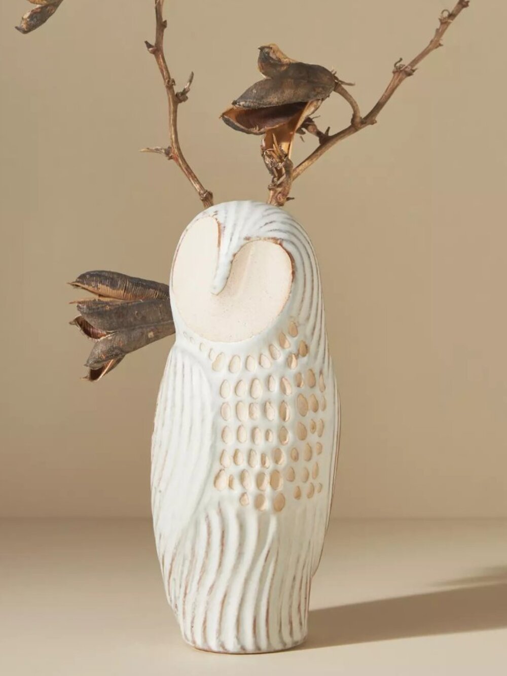 Anthropologie Woodland Owl Bud Vase Stoneware Ceramic Boho Cottagecore Rustic
